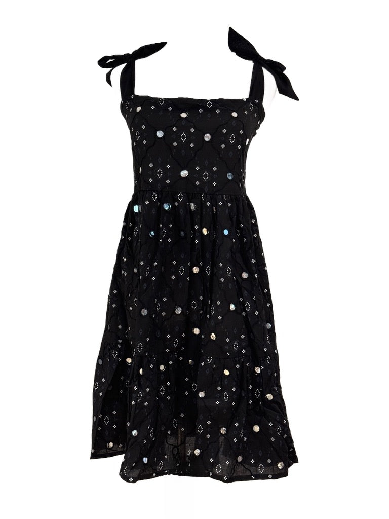 Blissful Reflections Slip Dress | Black Cotton Boho Dress