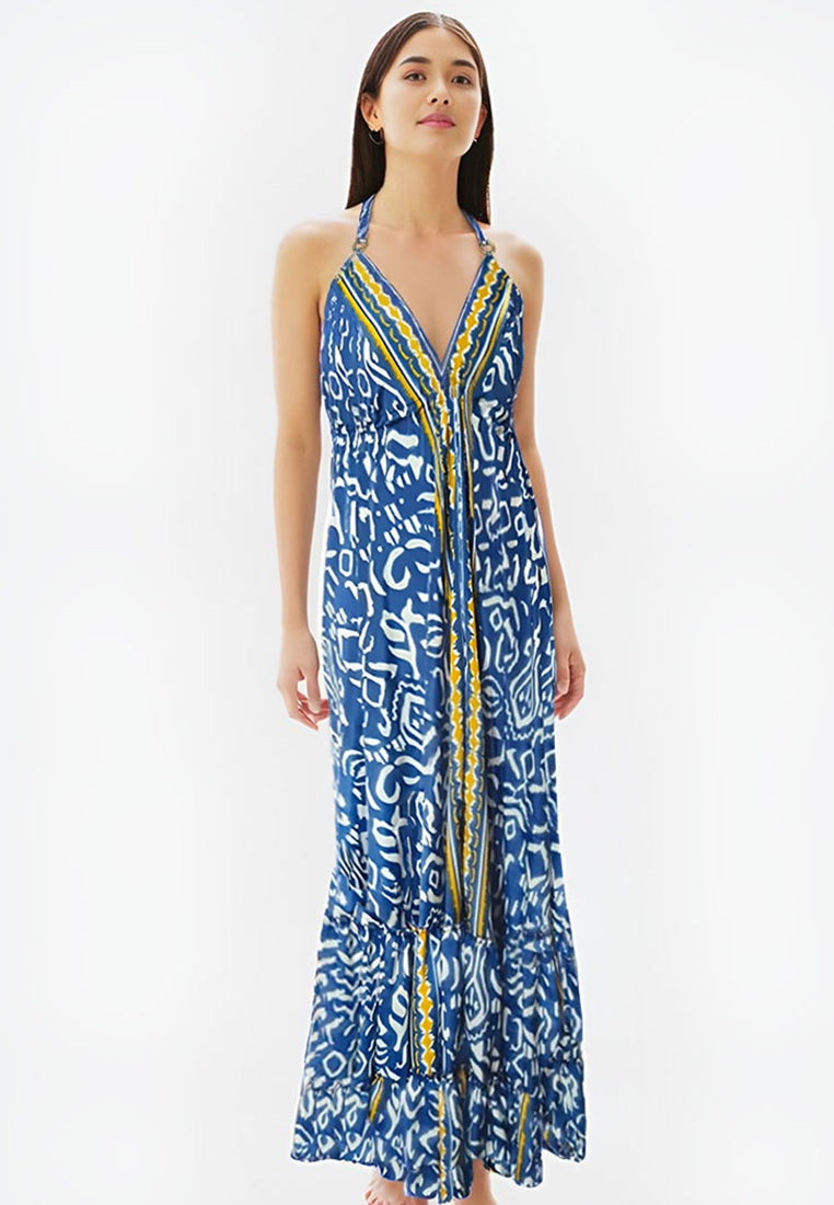 Blue Silk Maxi Dress