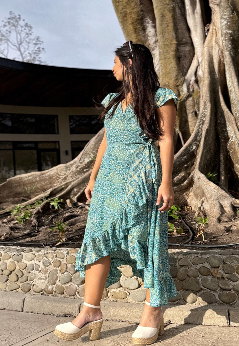 Jade Oasis Wrap Dress
