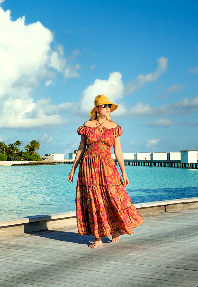 Maldives Off Shoulder Maxi Dress | Shirred Waist Dress | Resortwear Singapore