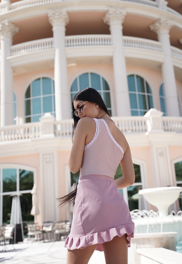 Pink Sunset Skirt | Beach Knit Mini Skirt | Beachwear Singapore