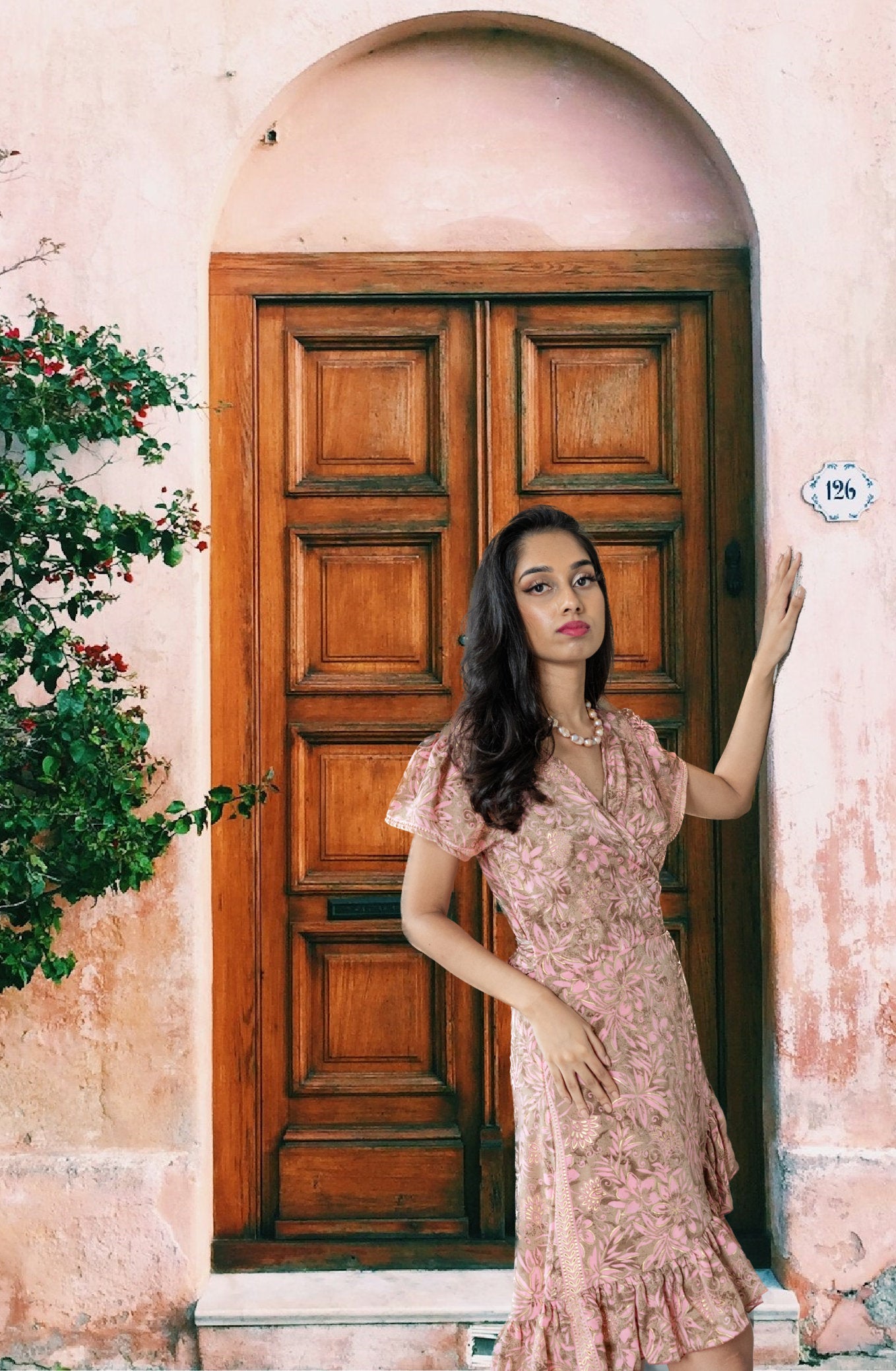 Pink Silk Wrap Dress