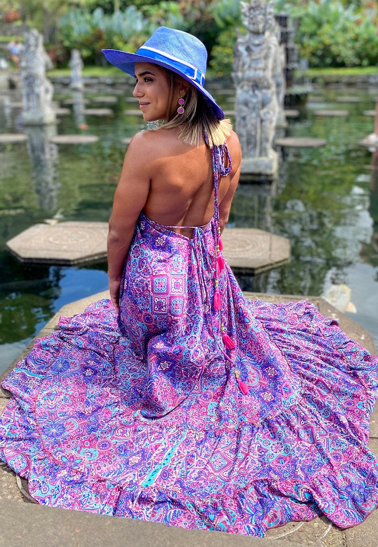 Tropical Silk Maxi Dress