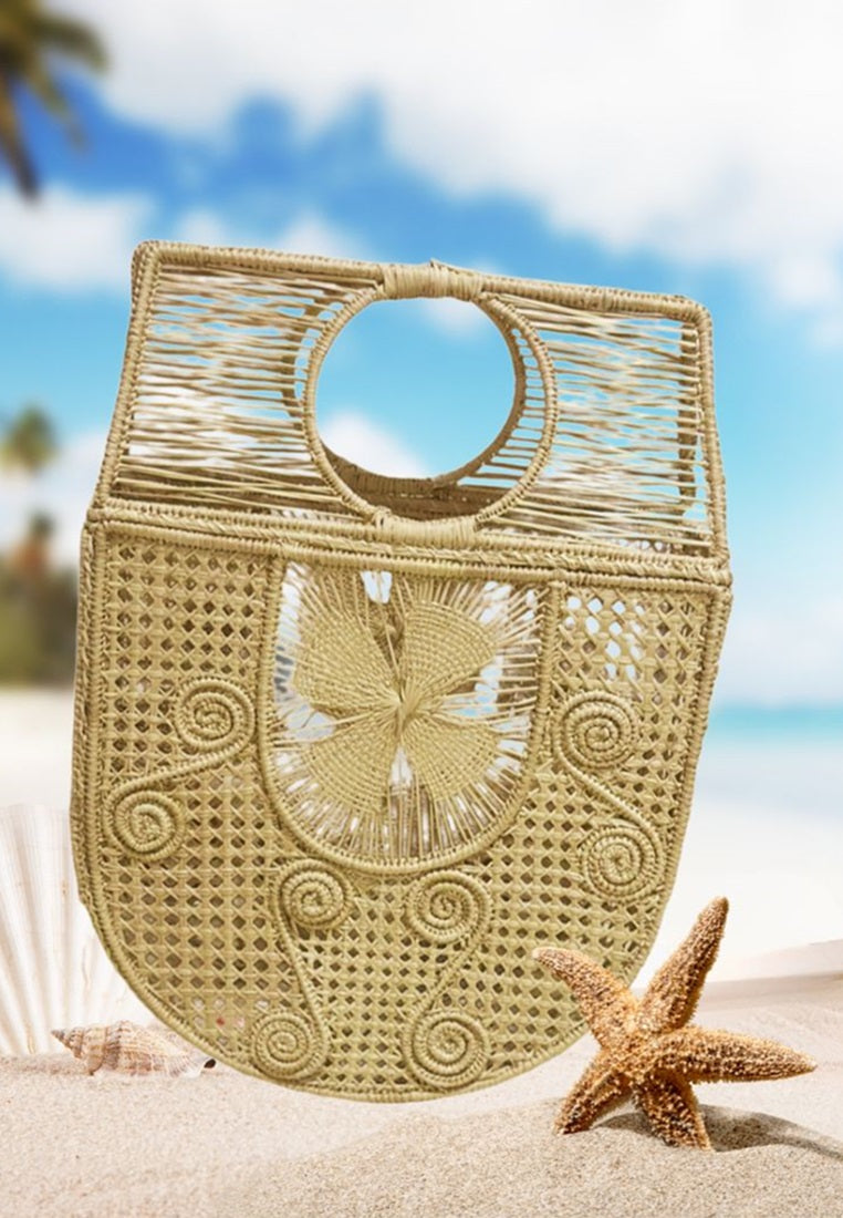 Woven Handmade Iraca Palm Tote Bag I Handcrafted Beige Bag