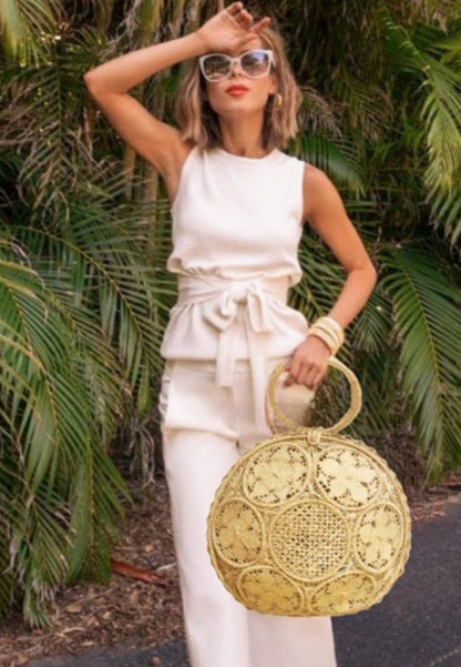 Beige Big Woven Handmade Iraca Palm Bag - Handcrafted Sustanaible Bag