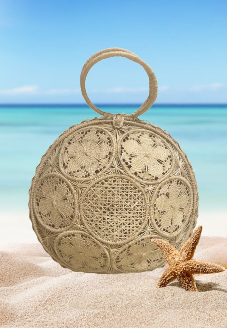 Beige Big Woven Handmade Iraca Palm Bag - Handcrafted Sustanaible Bag