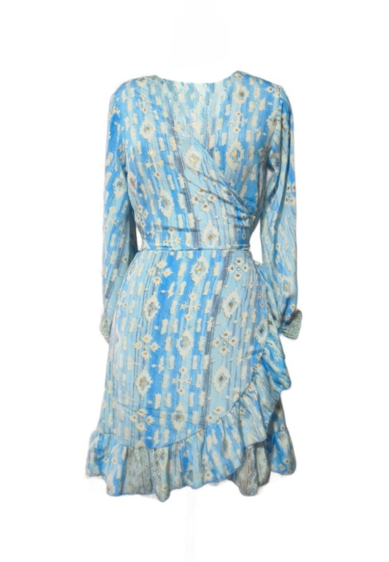 Blue Sky Wrap Dress With Long Sleeves | Summer Dress Singapore