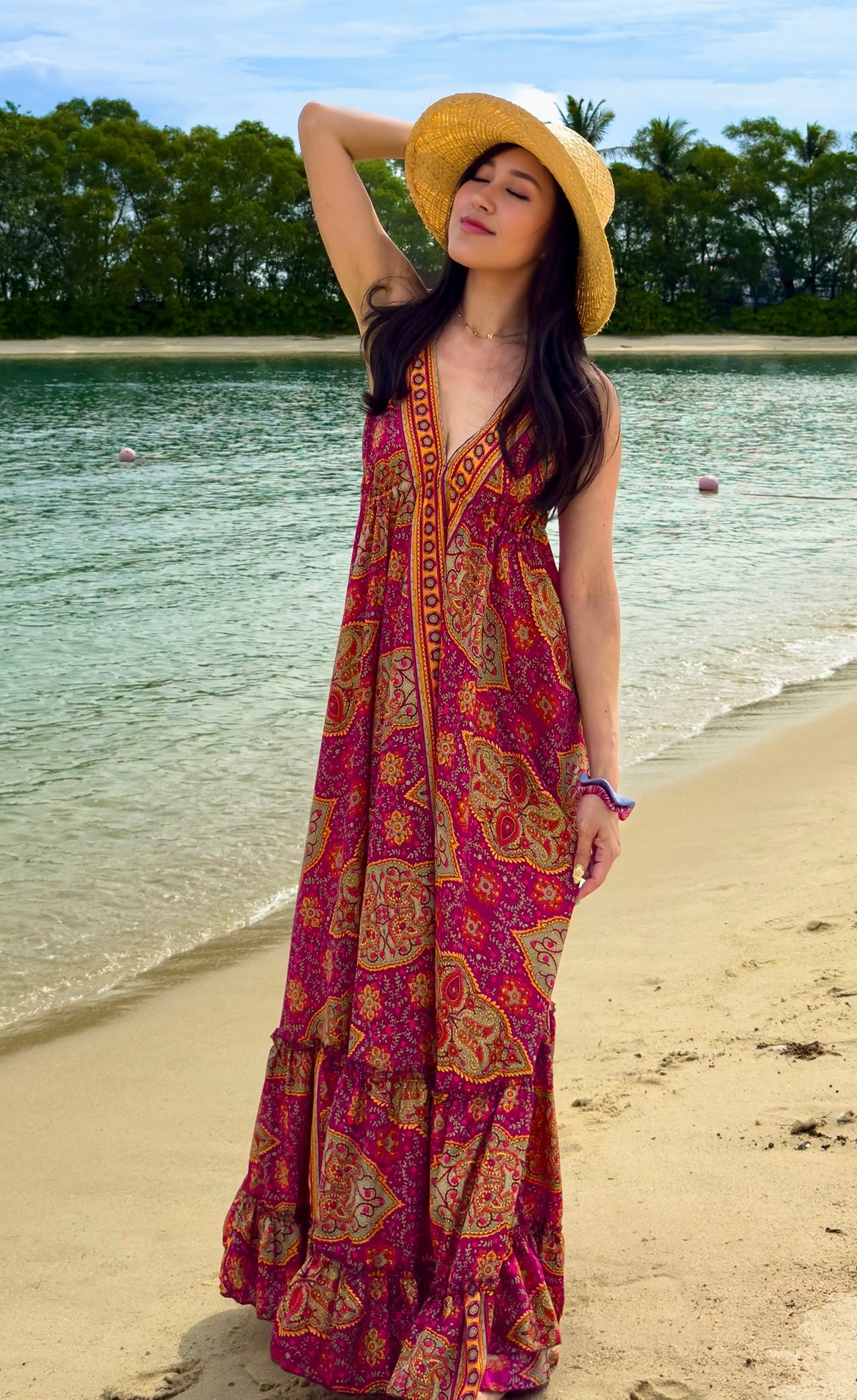 Boho Breeze Silk Maxi Dress