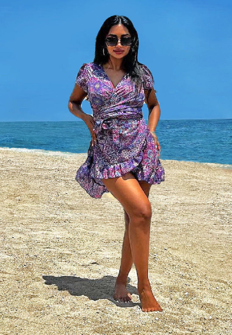 Boho Silk Wrap Dress
