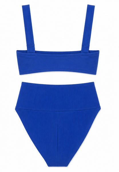 Blue bikini set with a top and high-waisted bottom from Coral secret bikini