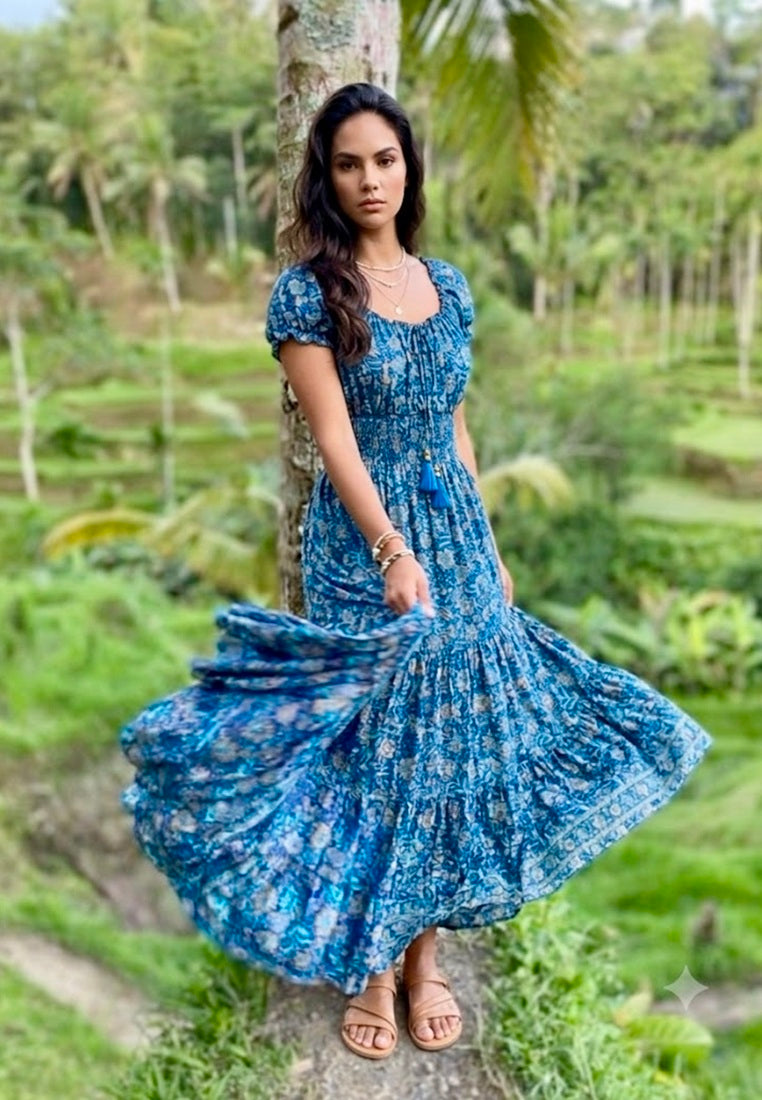 Off Shoulder Silk Maxi Dress