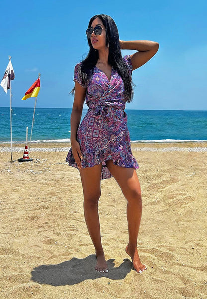 Boho Silk Wrap Dress