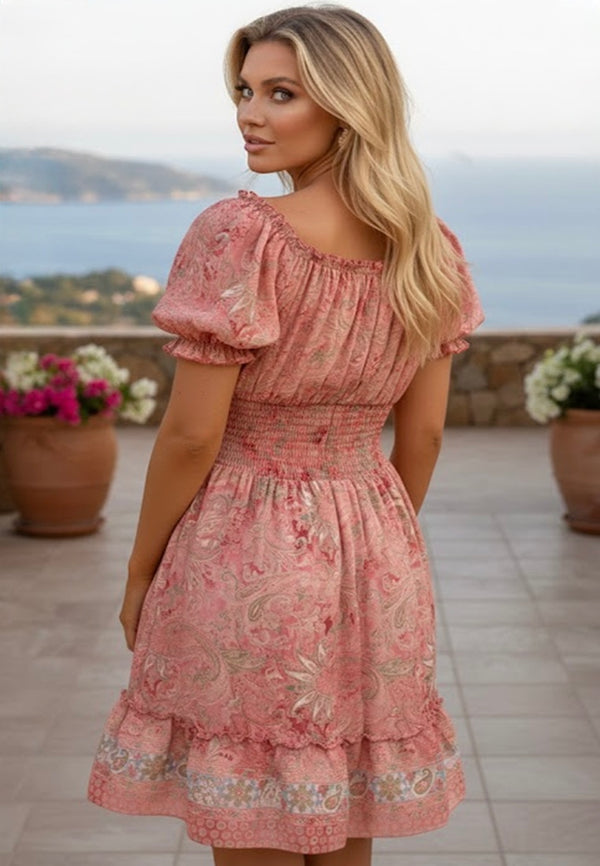 Pink Bliss Bohemian Dress | Short Dress