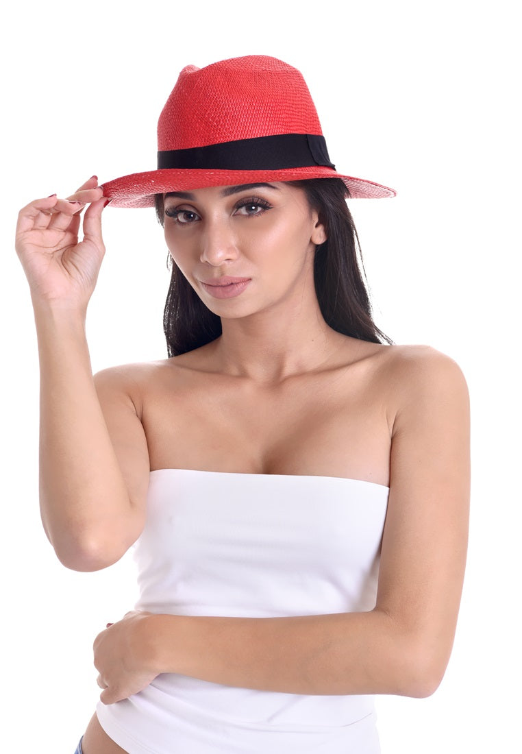 Red Panama Hat | Handwoven Toquilla Palm Hat  | Authentic Panama Hats Singapore