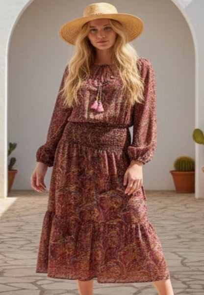 Crop Top I Silk Tiered Co-ord Set I Beachwear SG