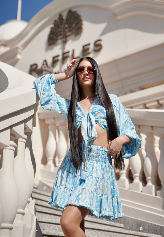 Sky Blue Bohemian Top | Co-ord | Beachwear Singapore