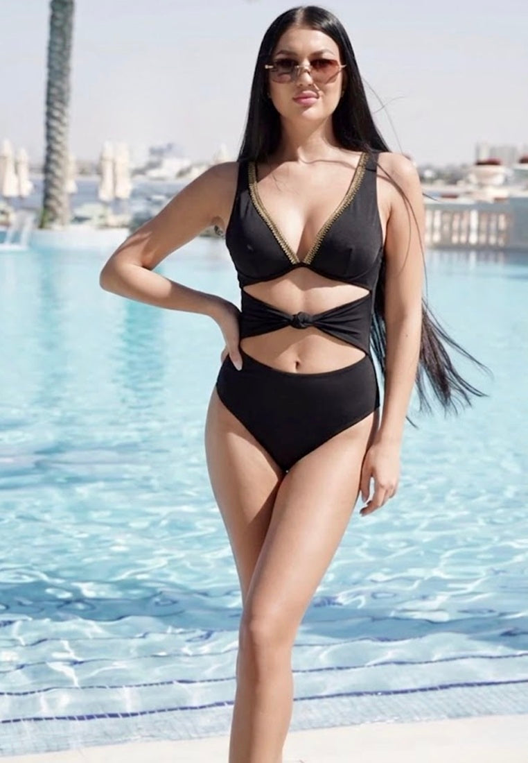 Cut-Out Swimsuit  | Black Halter Swimsuit | Swimwear Singapore