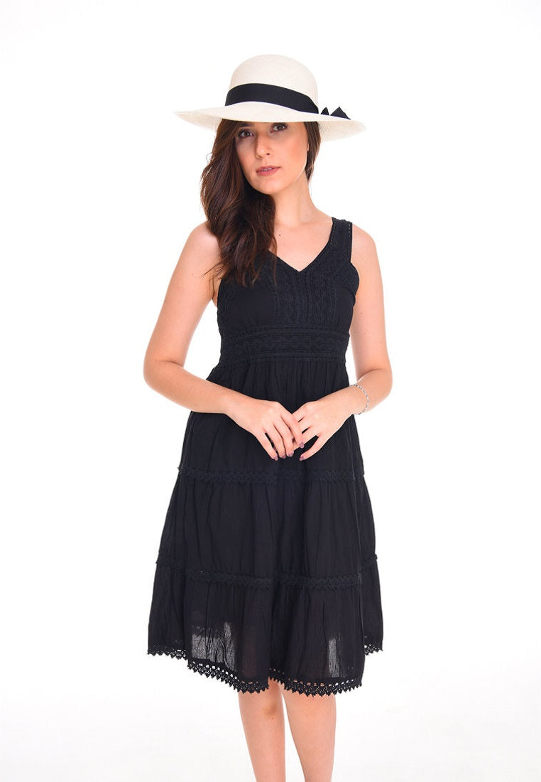 Perfect Summer Dress  | Black Cotton Dress  | Summer Black Midi Dress