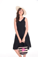 Load image into Gallery viewer, Perfect Summer Dress  | Black Cotton Dress  | Summer Black Midi Dress
