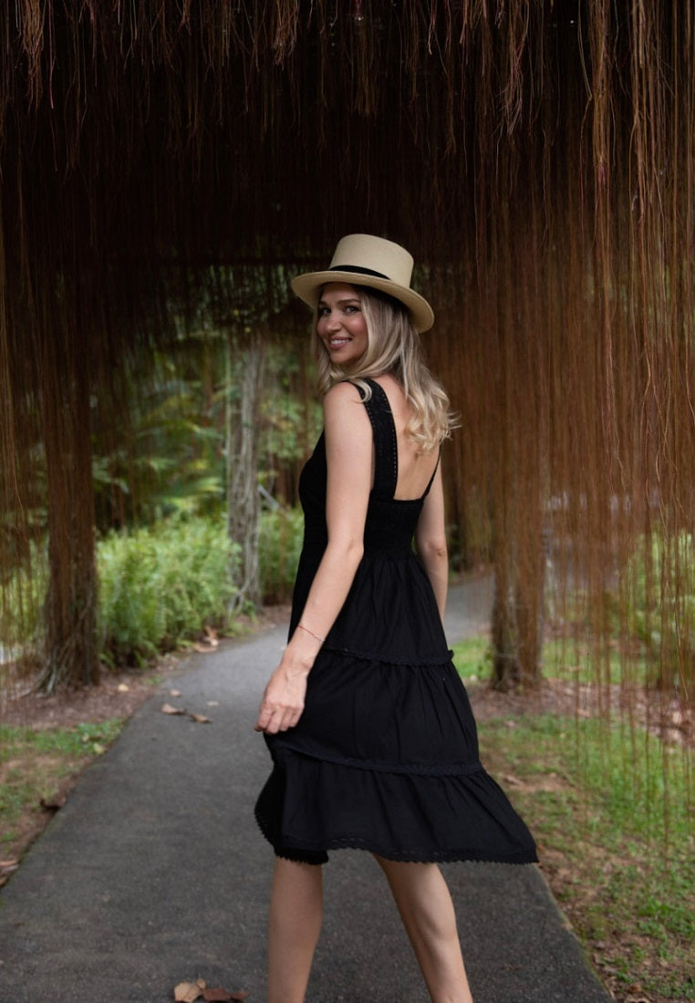 Perfect Summer Dress  | Black Cotton Dress  | Summer Black Midi Dress