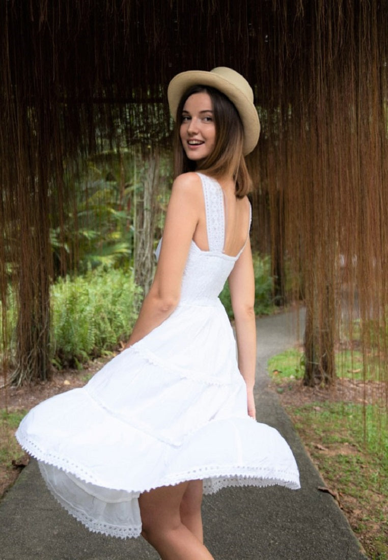 Perfect Summer Dress  | White Cotton Dress  | Summer White Midi Dress  | Summer Dresses Singapore