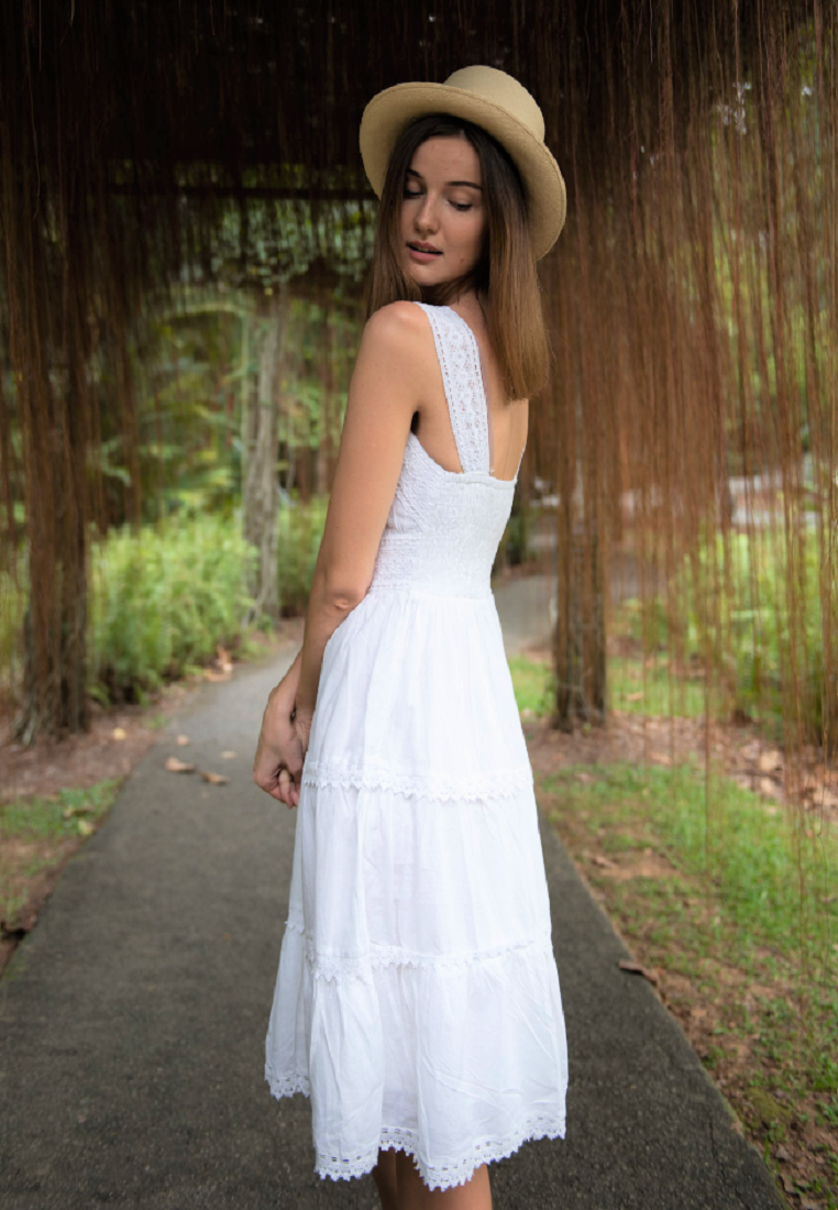 White Shop Sun Dresses White Cotton Dress Summer White Midi Dress