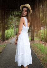 Load image into Gallery viewer, Perfect Summer Dress  | White Cotton Dress  | Summer White Midi Dress  | Summer Dresses Singapore
