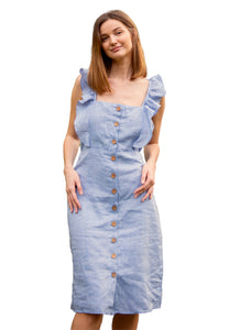 Antoniete Mid Ruffle Organic Linen Dress