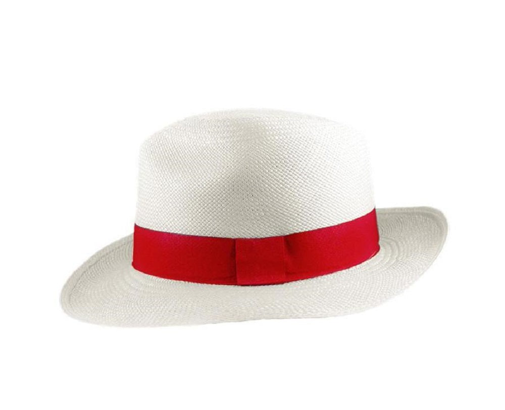 White with Red Ribbon Panama Hat
